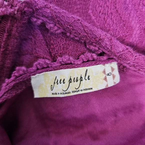 Free People Missed Connections Fit and Flare Mini Dress Fuchsia Crochet Lace 8 - Picture 6 of 7